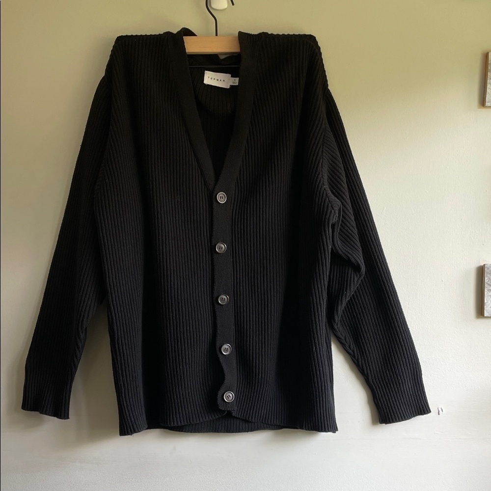 Black Ribbed Unisex Sweater